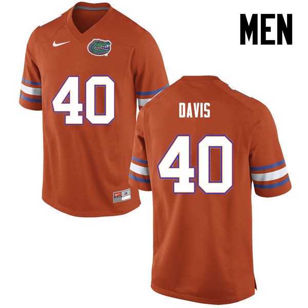 NCAA Florida Gators Jarrad Davis Men's #40 Nike Orange Stitched Authentic College Football Jersey ZZQ7264SV